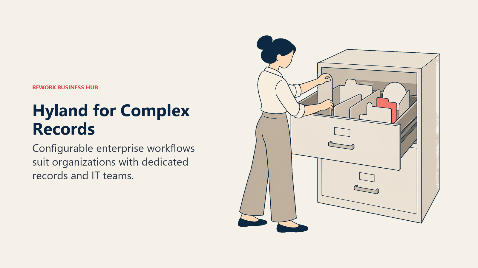 An archivist configures a records cabinet for a complex organization.