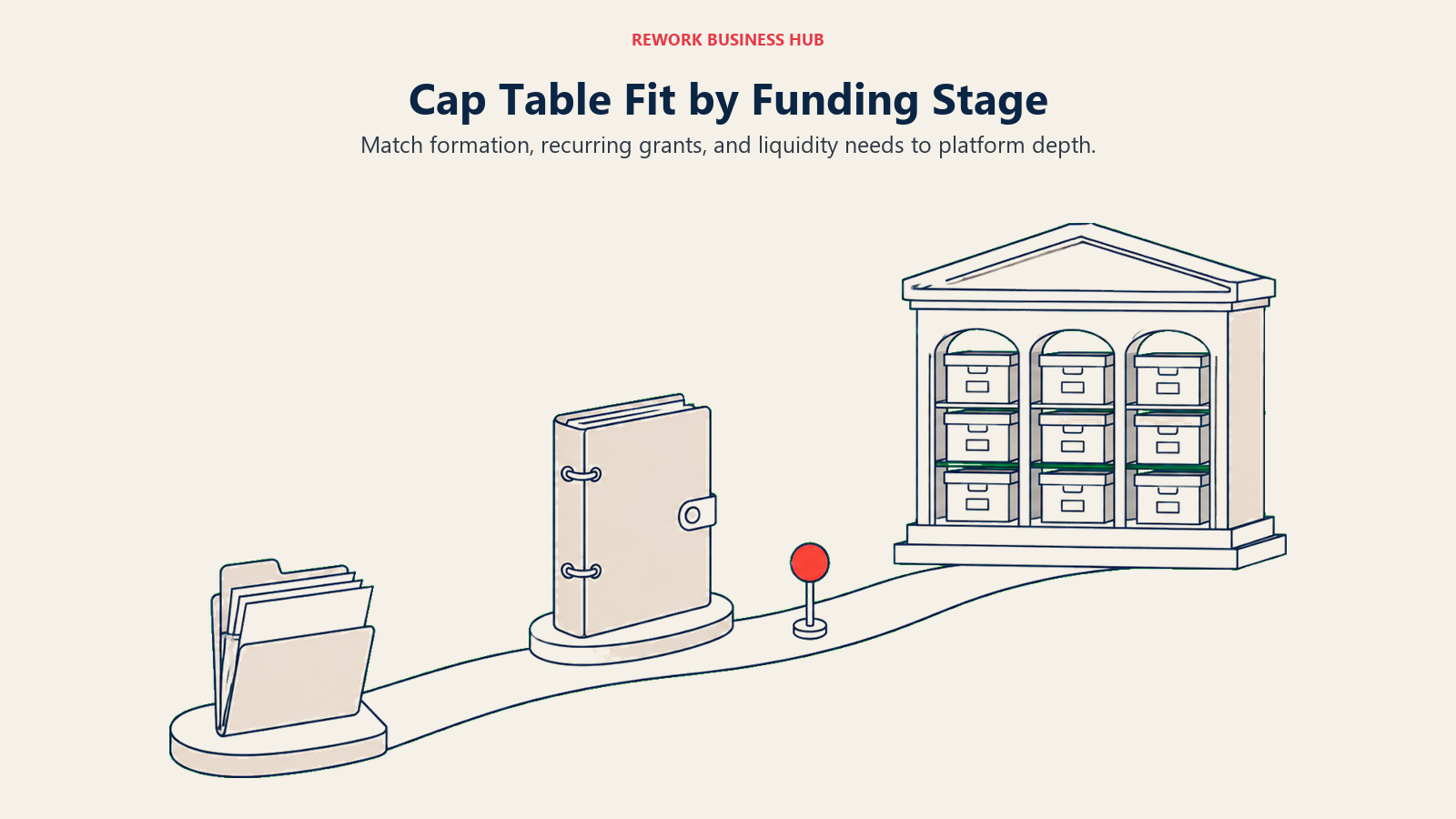 Cap Table Fit by Funding Stage: Match formation, recurring grants, and liquidity needs to platform depth.