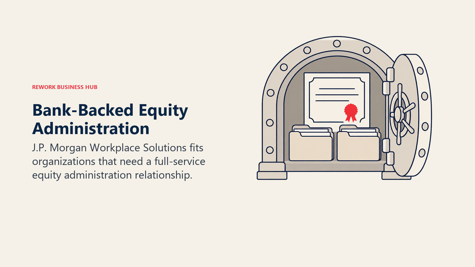 Bank-backed equity administration shown as a specialist managing an organized grant portfolio