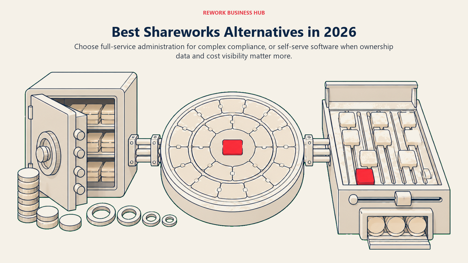 Cap table ledger choosing between full-service administration and self-serve equity software