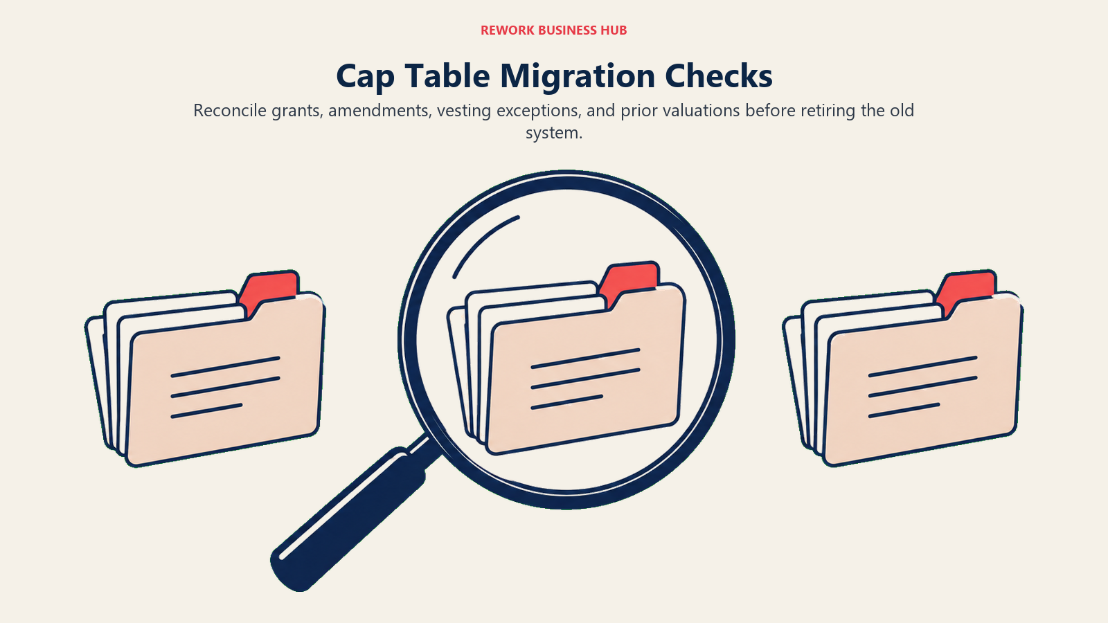 Cap-table migration review reconciles grants, vesting, and historical valuations
