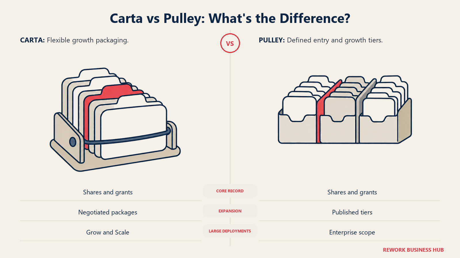 Carta and Pulley stakeholder packaging compared with expanding ownership records