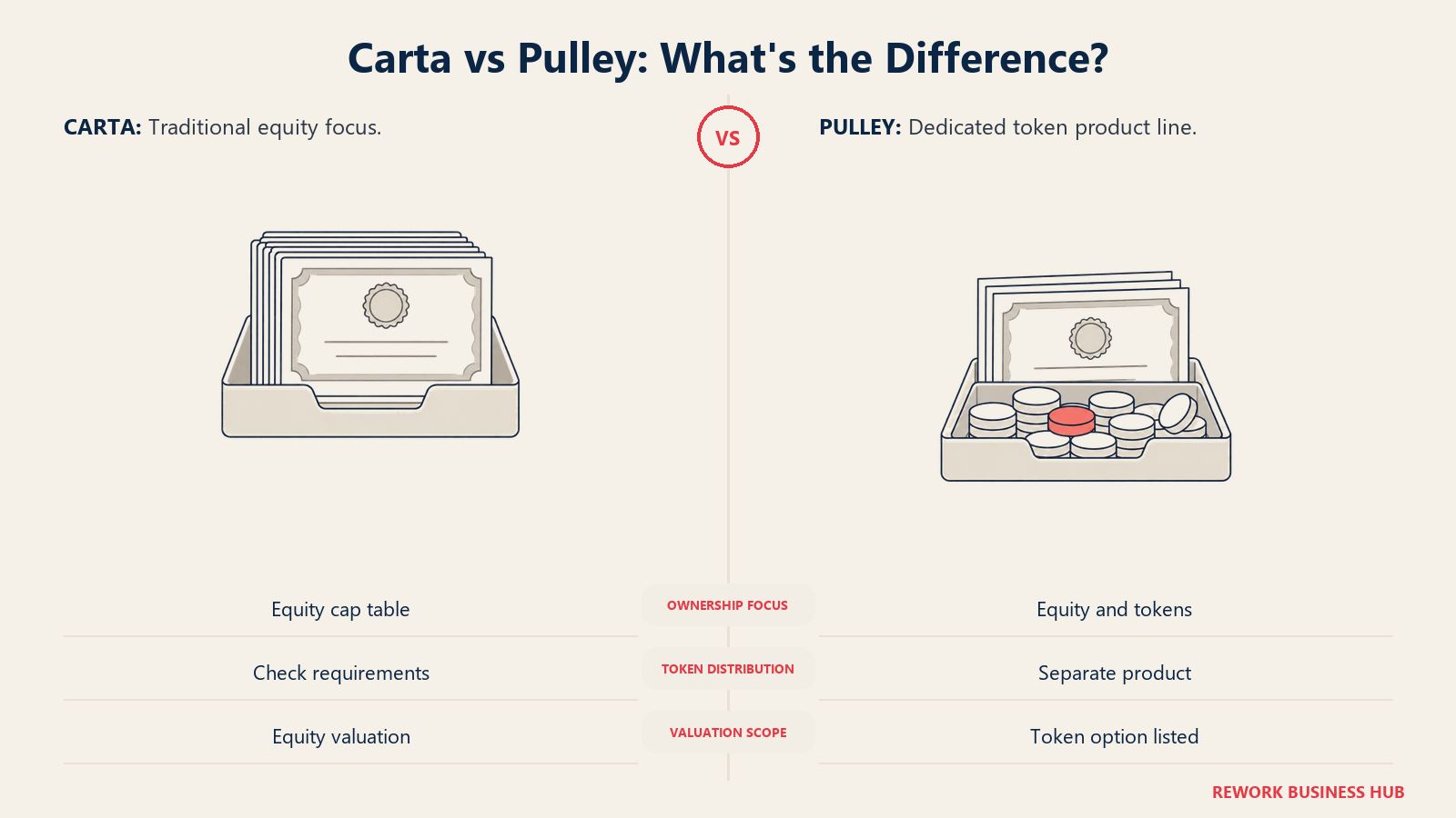 Carta and Pulley token workflows compared with share and token ownership records