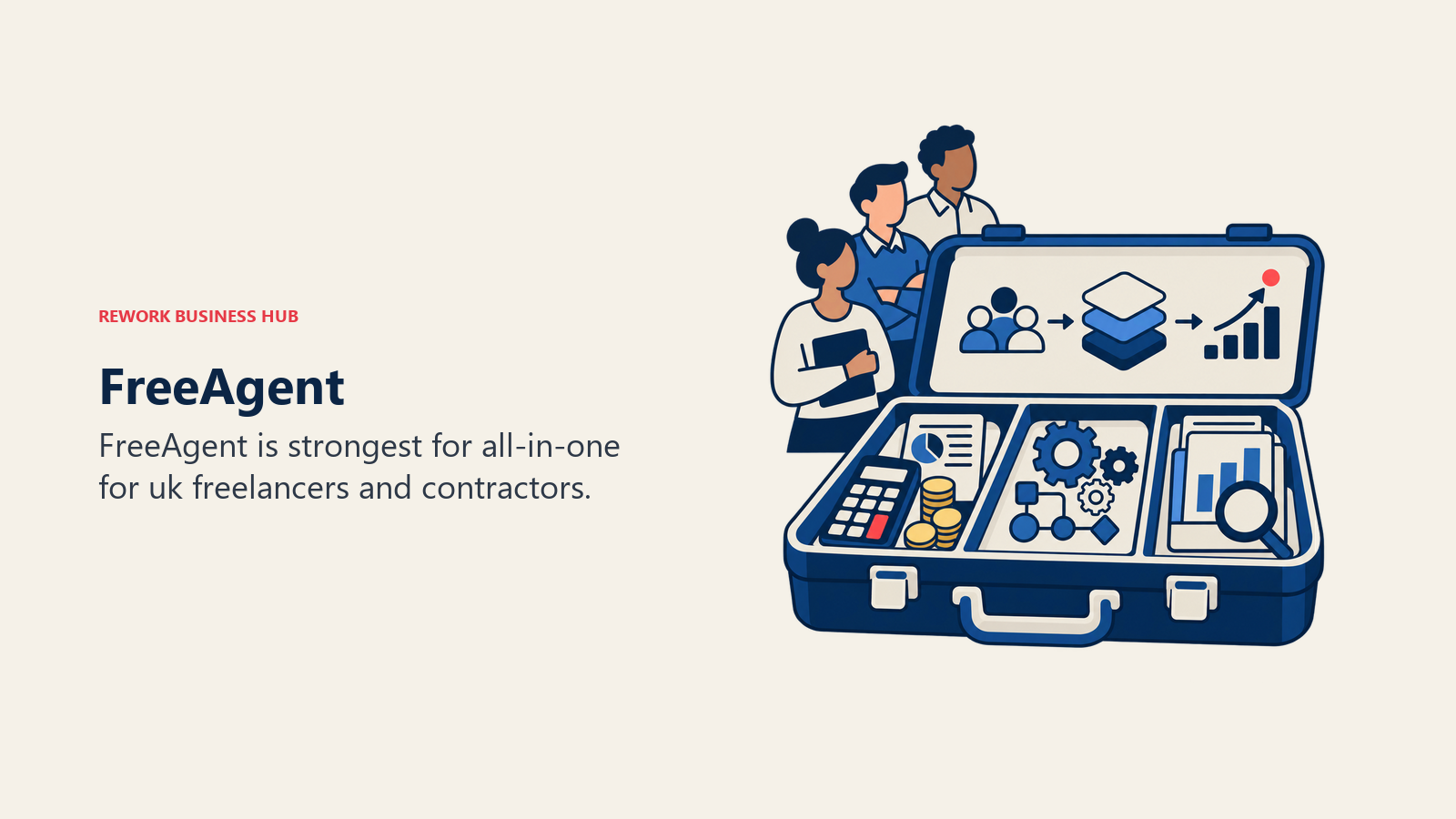 FreeAgent illustrated by business software toolkit matching a growing team to the right operating layer.