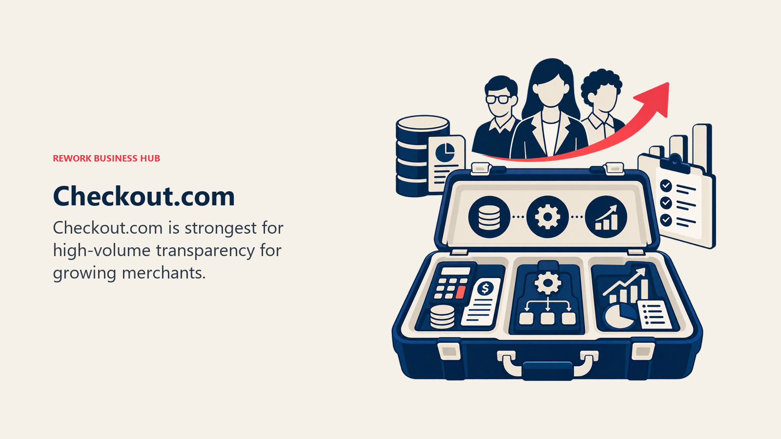Checkout.com illustrated by business software toolkit matching a growing team to the right operating layer.