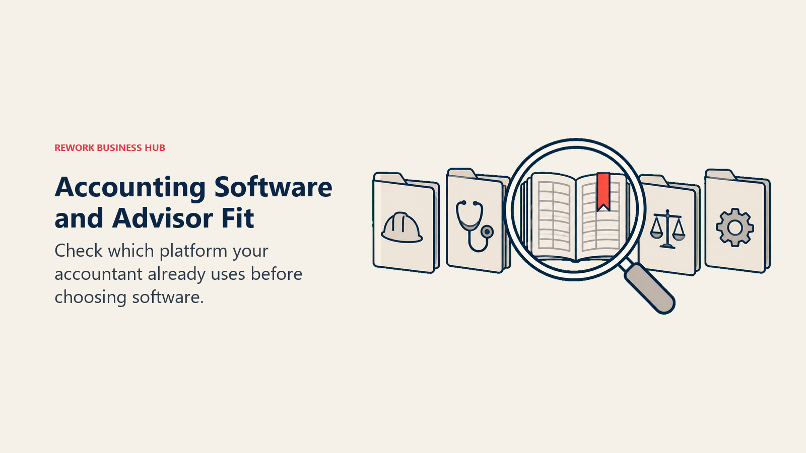 A magnifier selects an accounting ledger to illustrate advisor fit