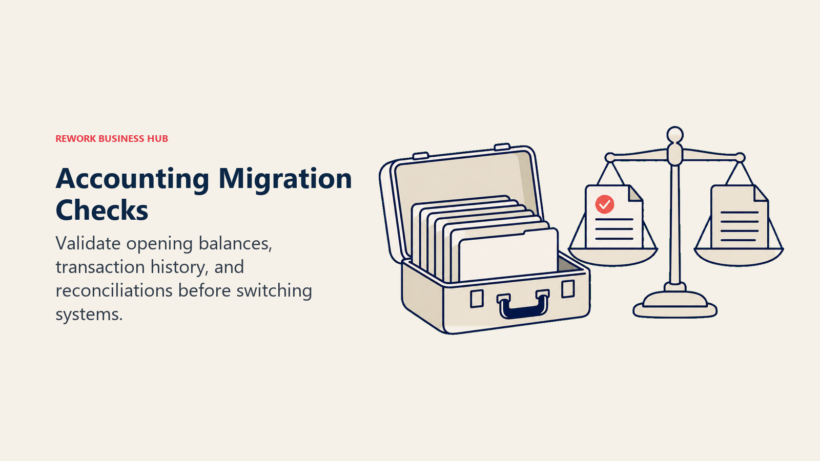 A balance check validates accounting records during migration