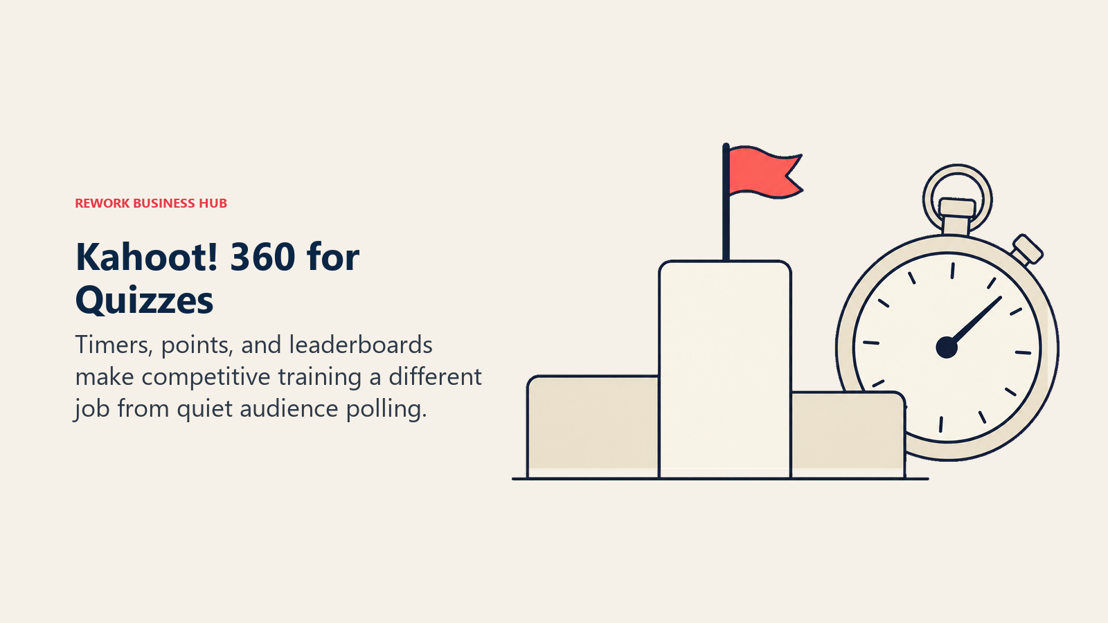 Kahoot! 360 for Quizzes: a quiz podium and stopwatch showing competitive training