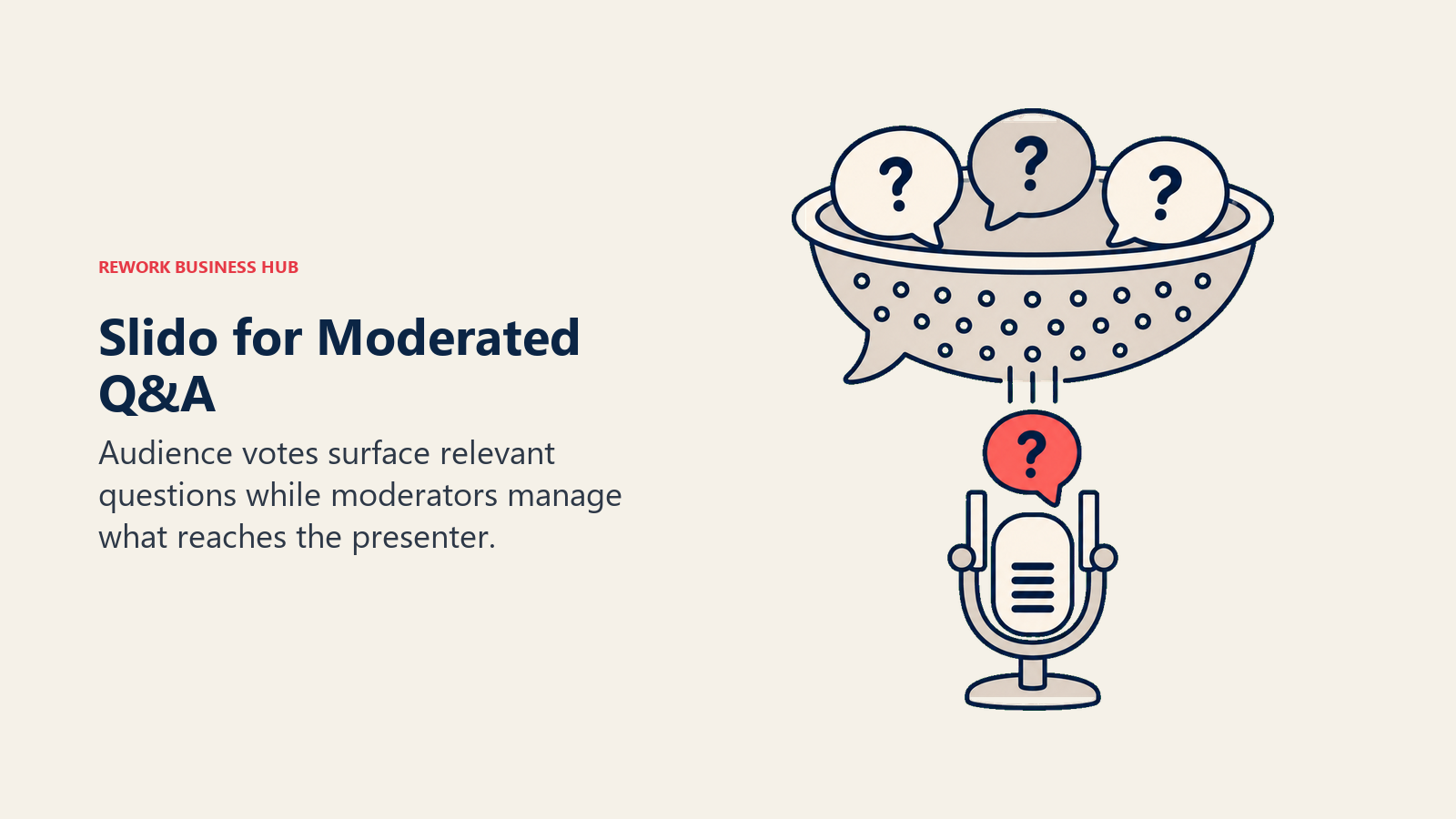 Audience questions filtered toward a presenter microphone
