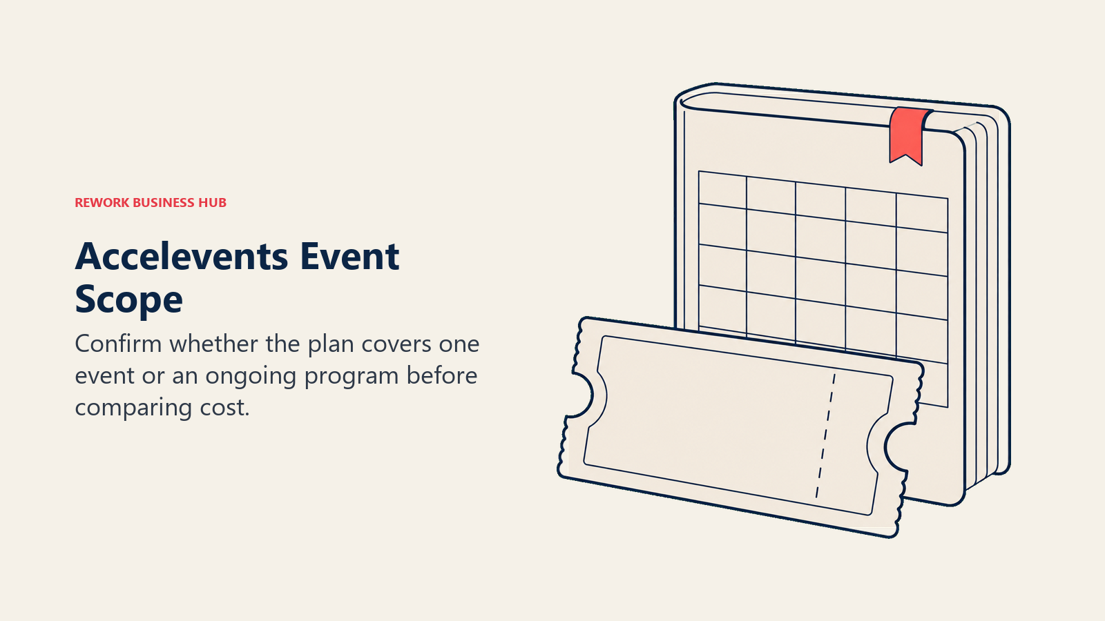 Ticket and calendar representing Accelevents event planning