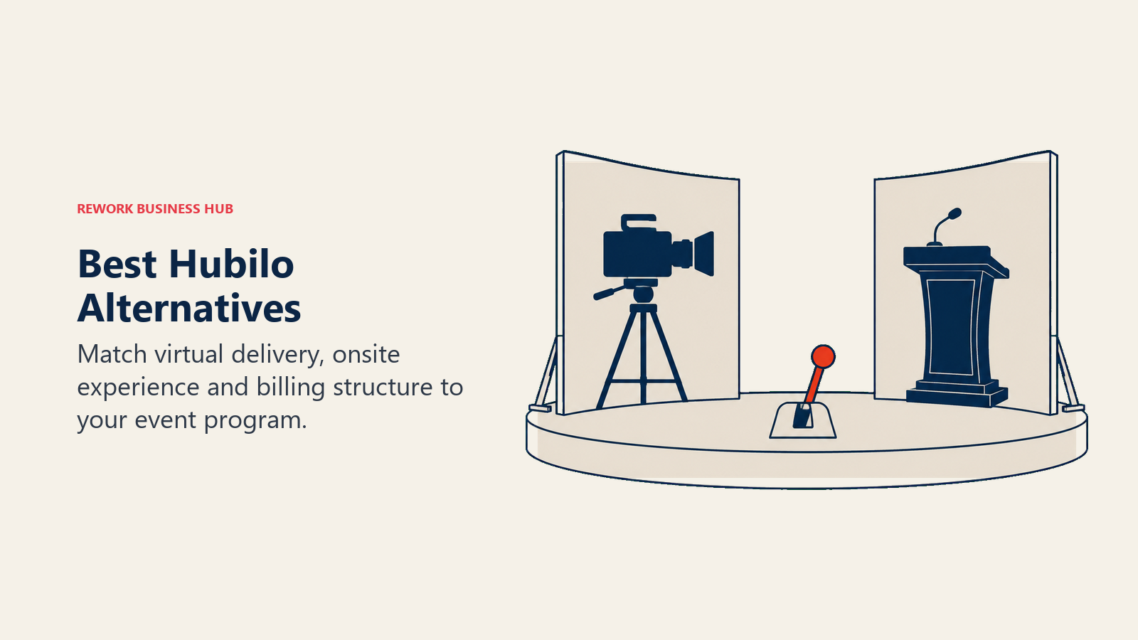 Event stage selector with camera and lectern representing Hubilo alternatives