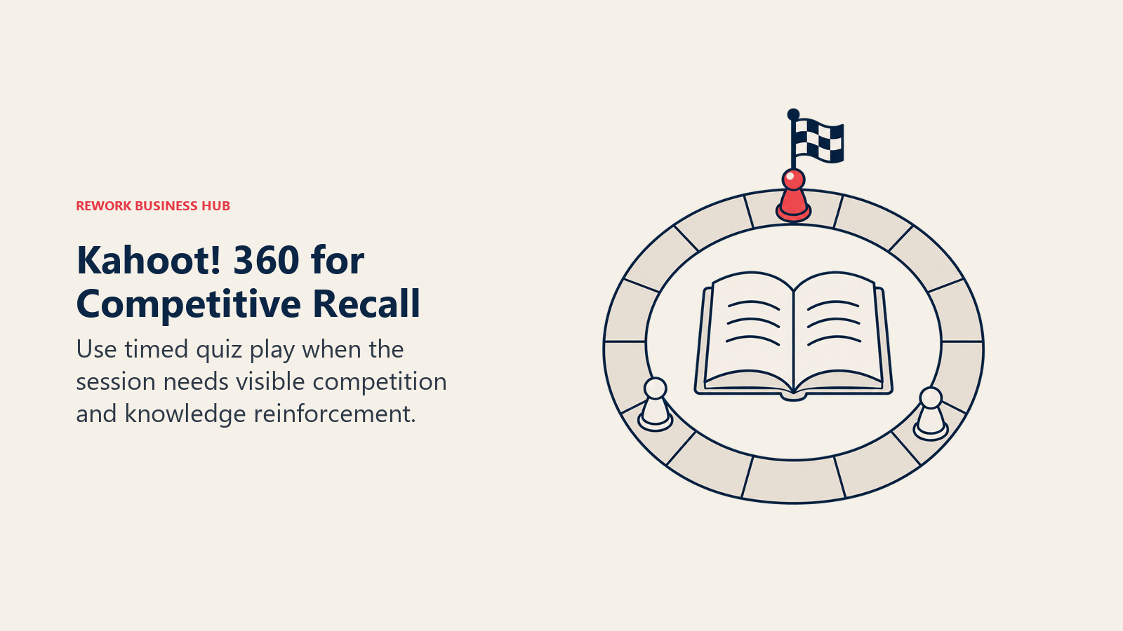 Quiz markers circling a book to reinforce learning through competition