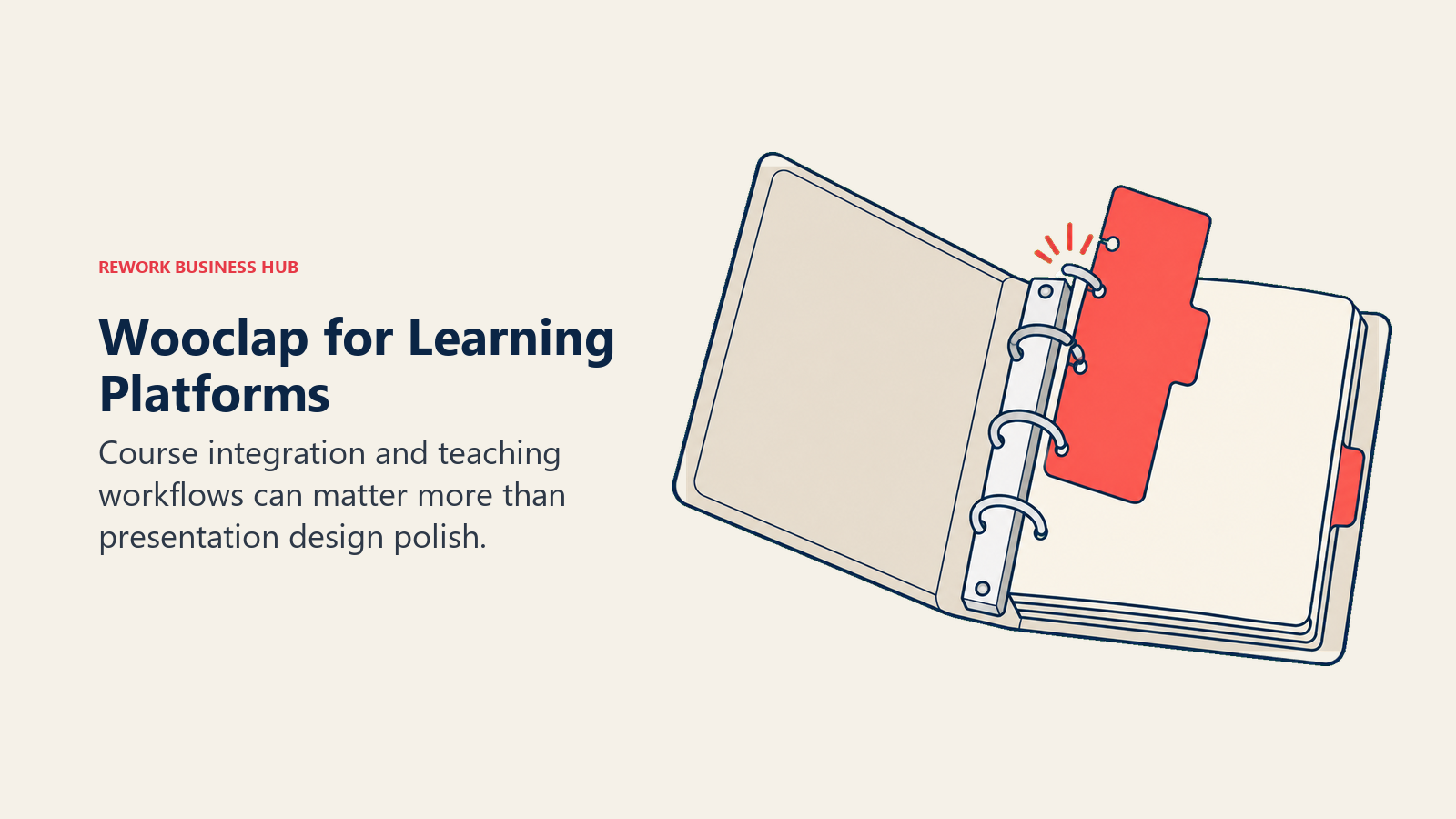 An interactive response tab fitting into a learning-management binder