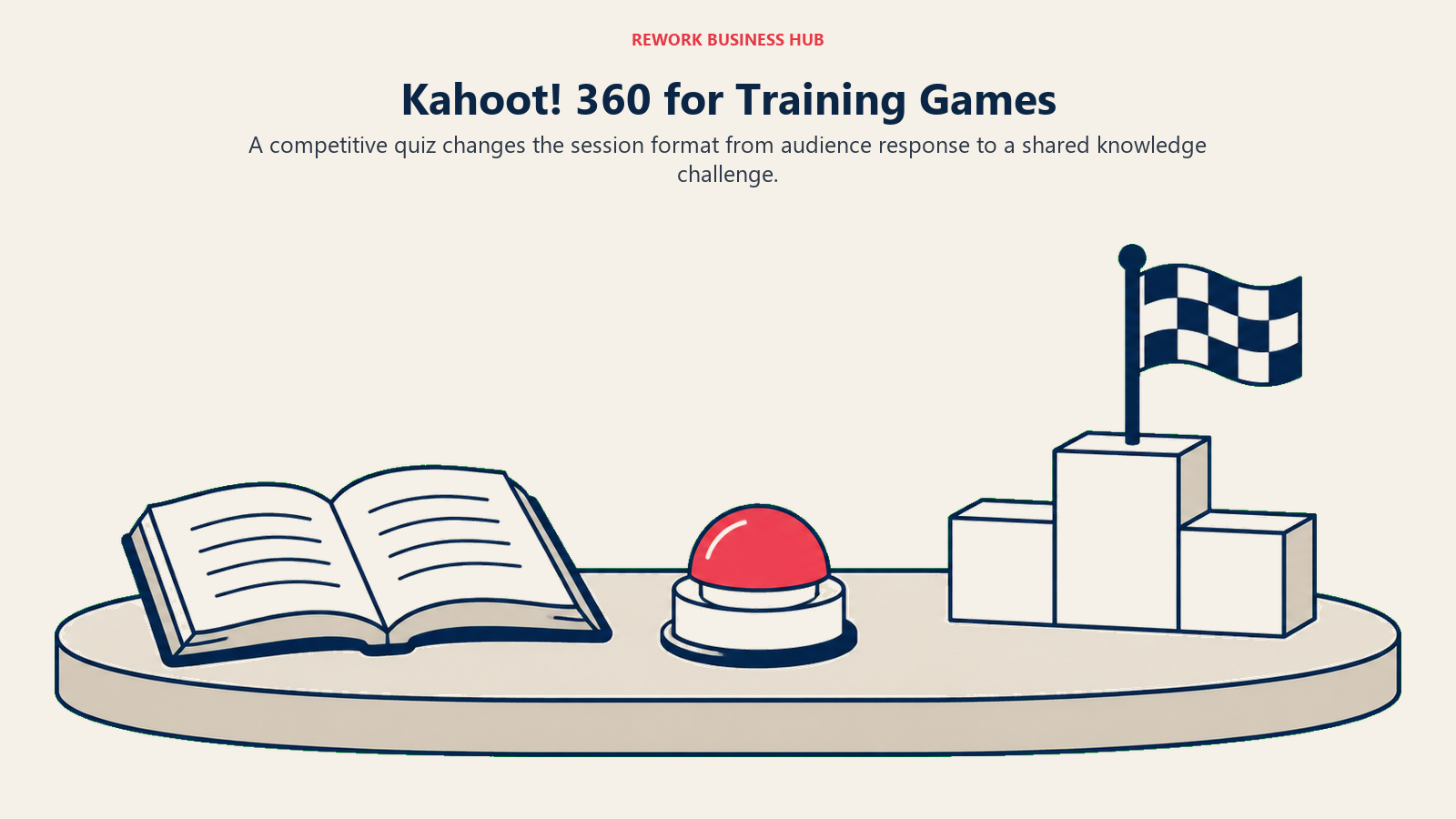 A training book, quiz buzzer, and winners podium for competitive learning