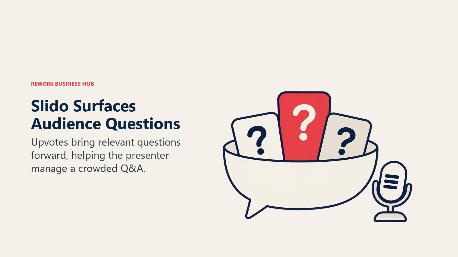 Audience questions ranked in a basket beside a presenter microphone