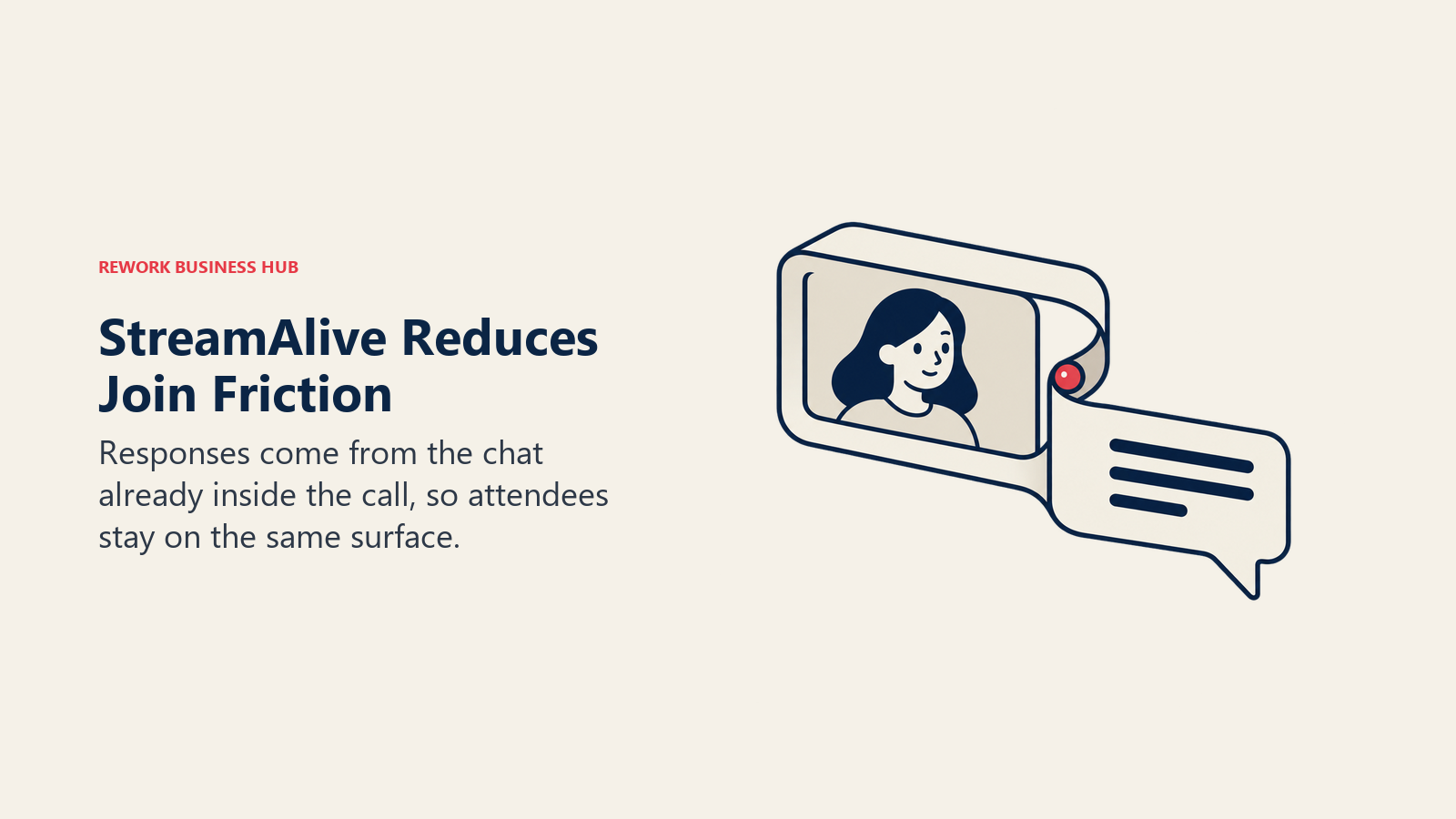 A continuous ribbon connecting the video call and its audience chat