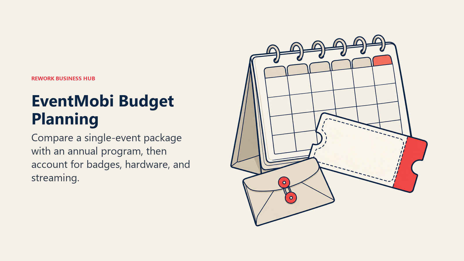 EventMobi Budget Planning illustrated by calendar with detachable ticket