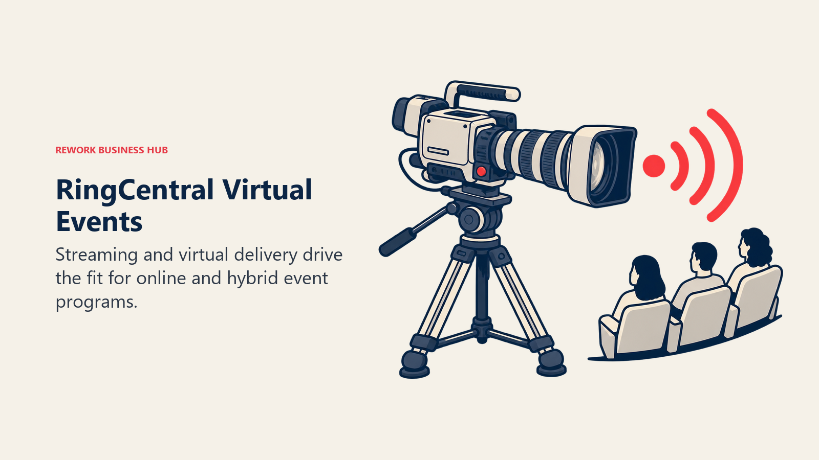 RingCentral Virtual Events illustrated by broadcast lens with audience arc