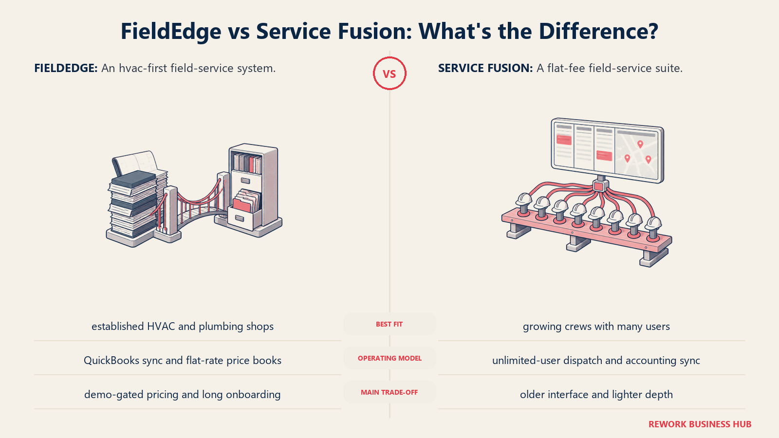 FieldEdge and Service Fusion compared through matched operating metaphors for which fits better?