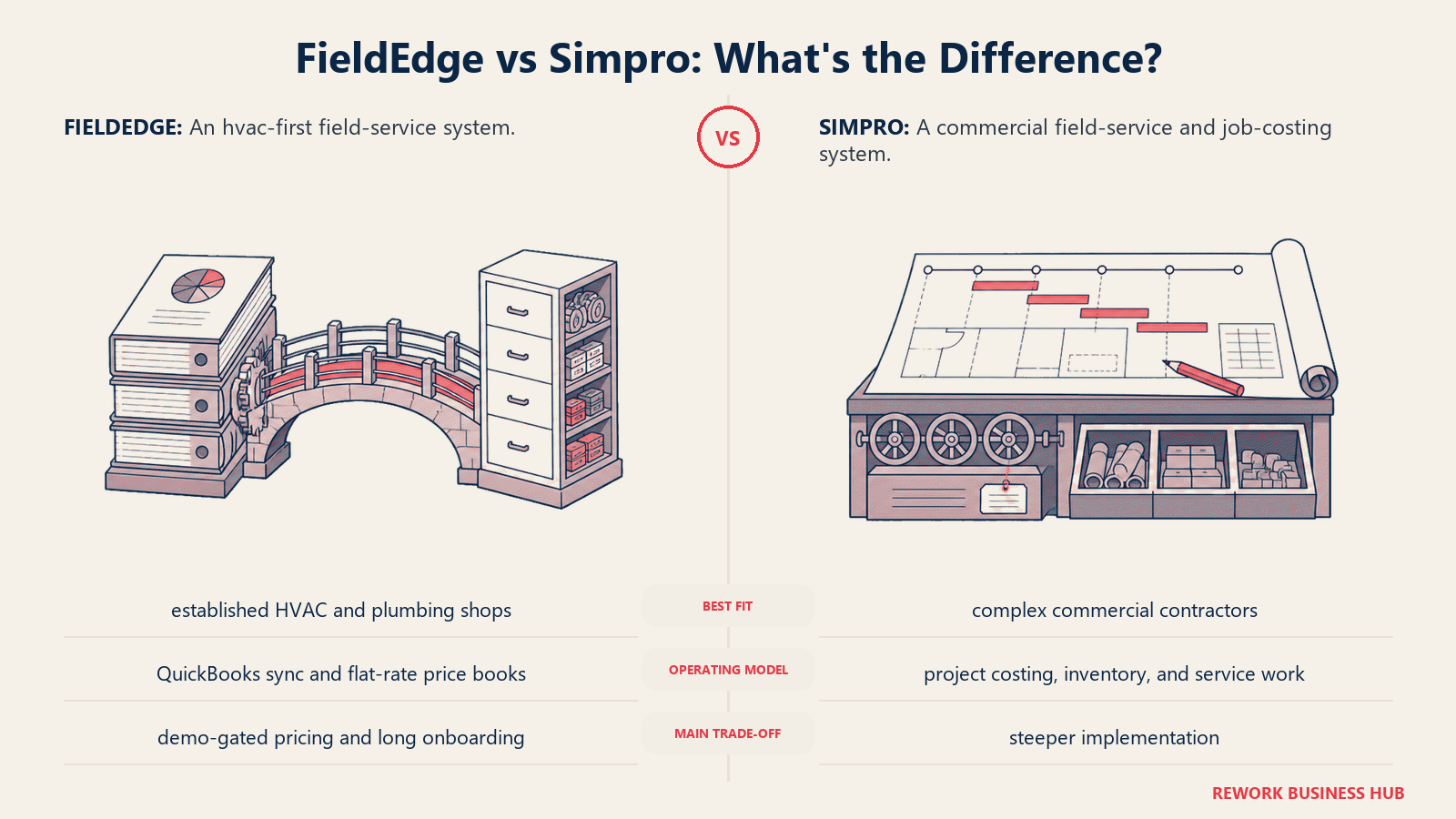 FieldEdge and Simpro compared through matched operating metaphors for which fits better?