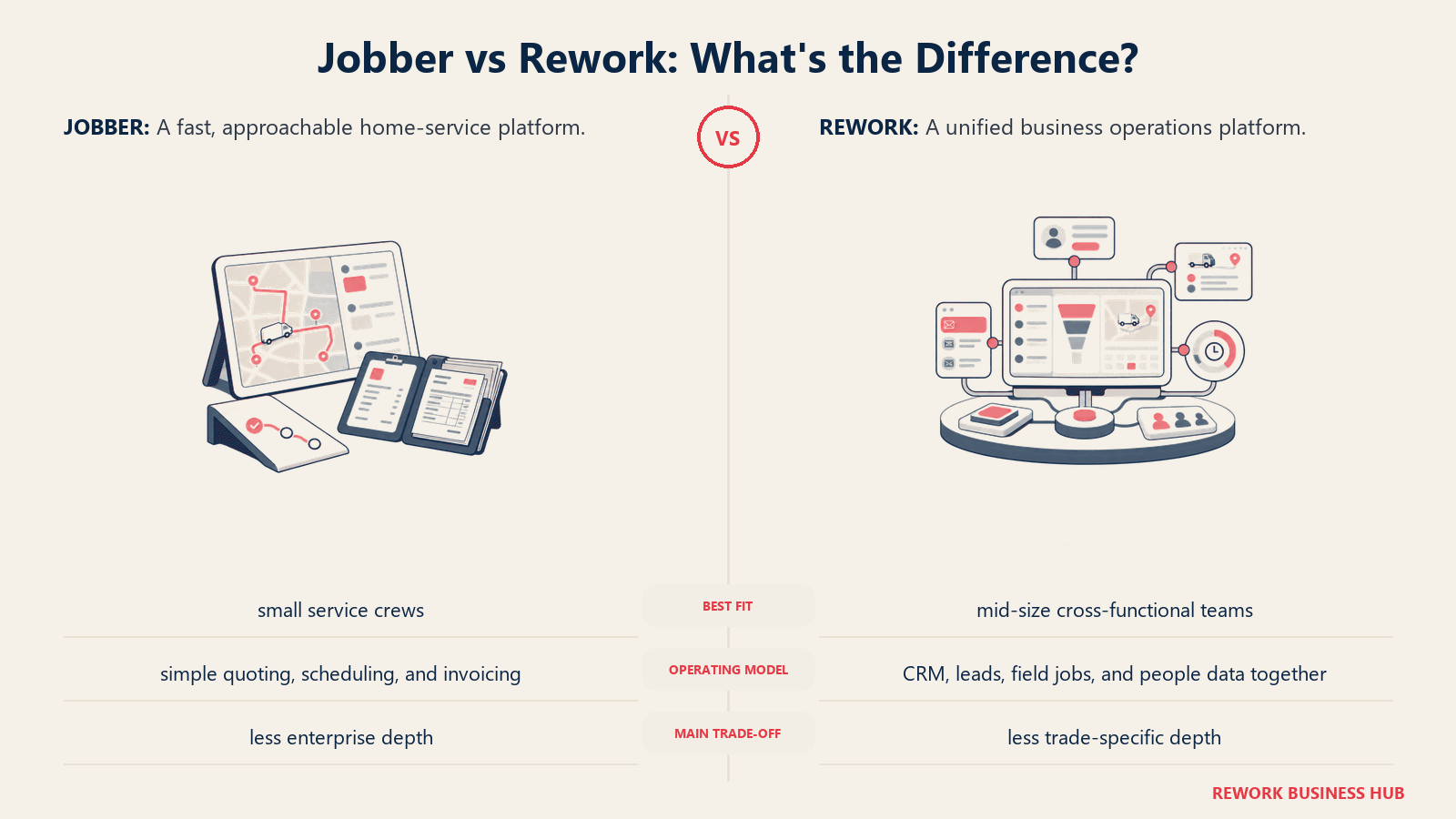 Jobber and Rework compared through matched operating metaphors for which fits better?