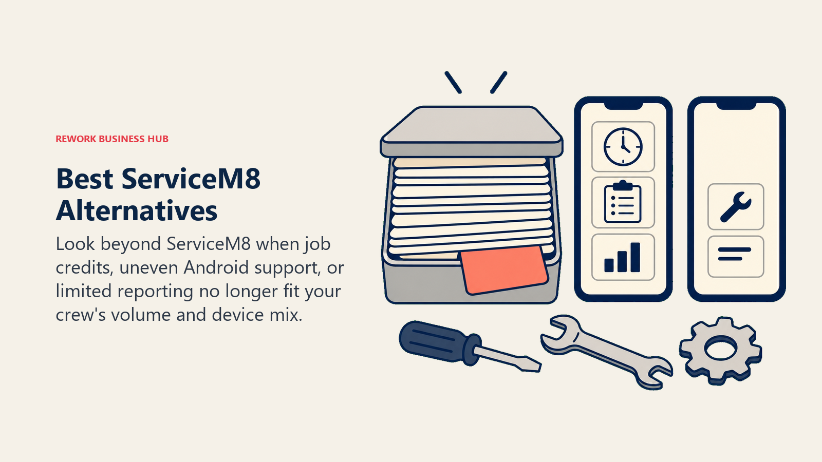 Best ServiceM8 alternatives visual showing job-credit limits and uneven mobile device support