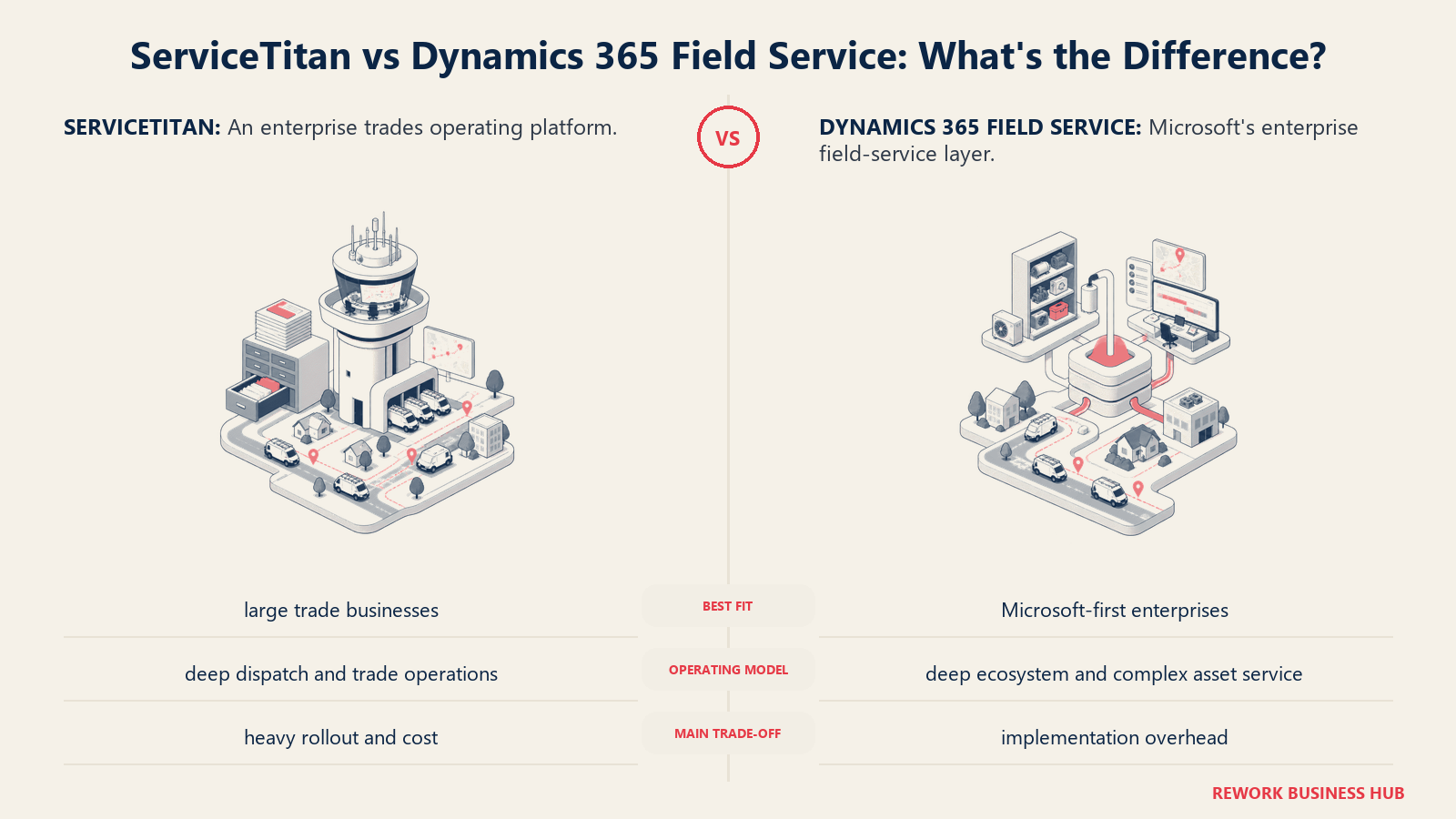 ServiceTitan and Dynamics 365 Field Service compared through matched operating metaphors for which fits better?