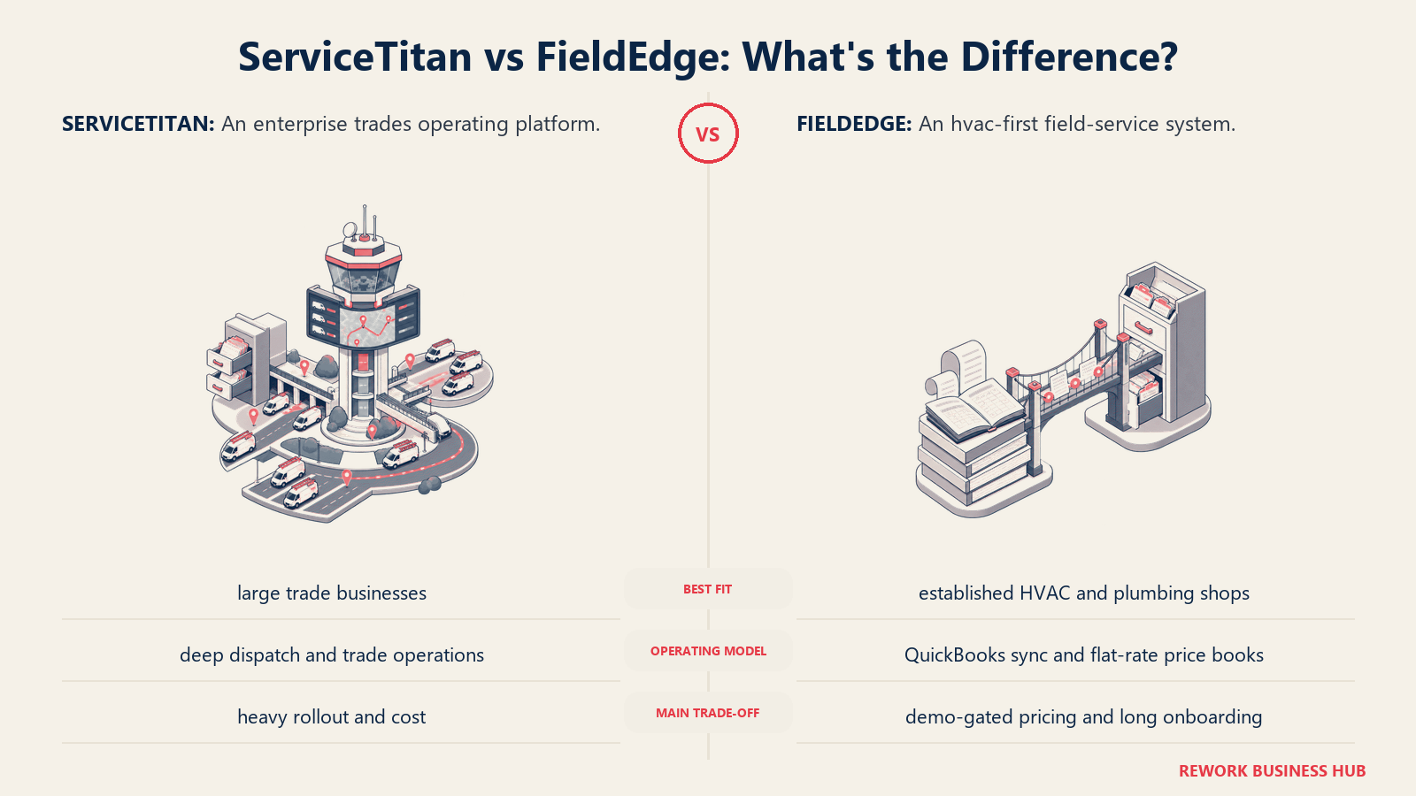 ServiceTitan and FieldEdge compared through matched operating metaphors for which fits better?