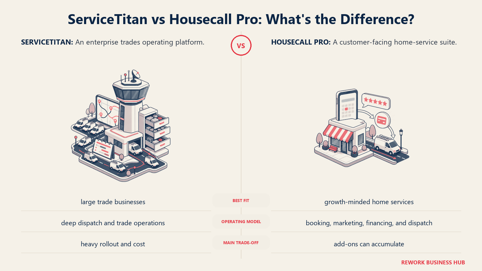 ServiceTitan and Housecall Pro compared through matched operating metaphors for which fits better?