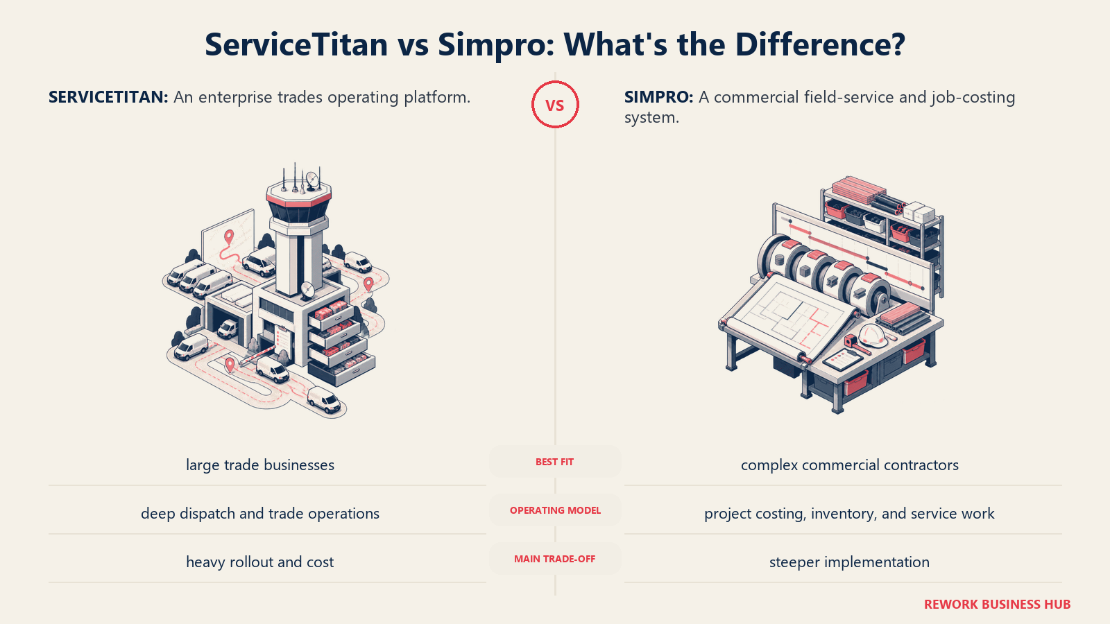 ServiceTitan and Simpro compared through matched operating metaphors for which fits better?