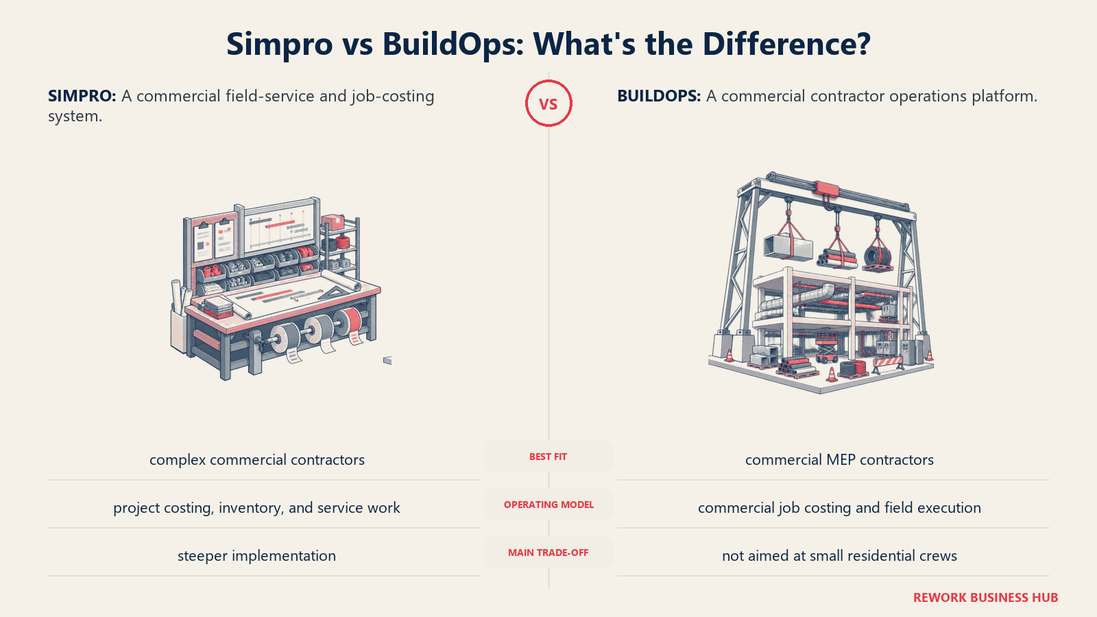 Simpro and BuildOps compared through matched operating metaphors for which fits better?