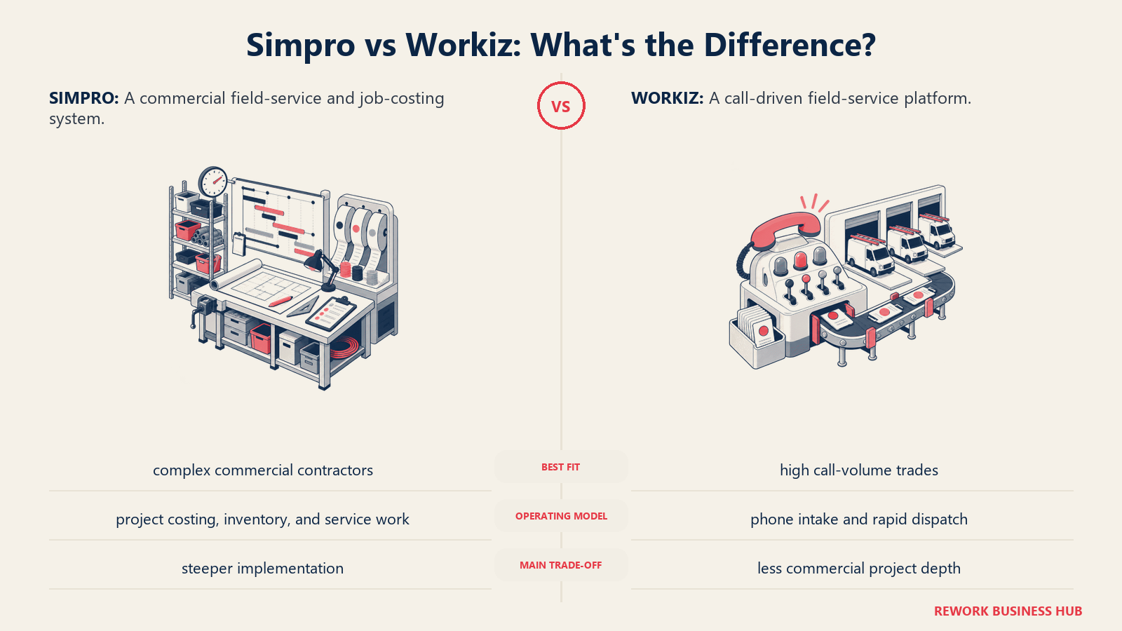 Simpro and Workiz compared through matched operating metaphors for which fits better?