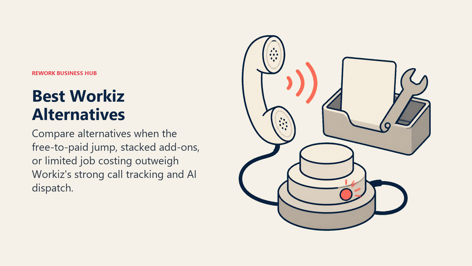 Best Workiz alternatives visual showing call-driven dispatch beside a rising add-on cost gauge