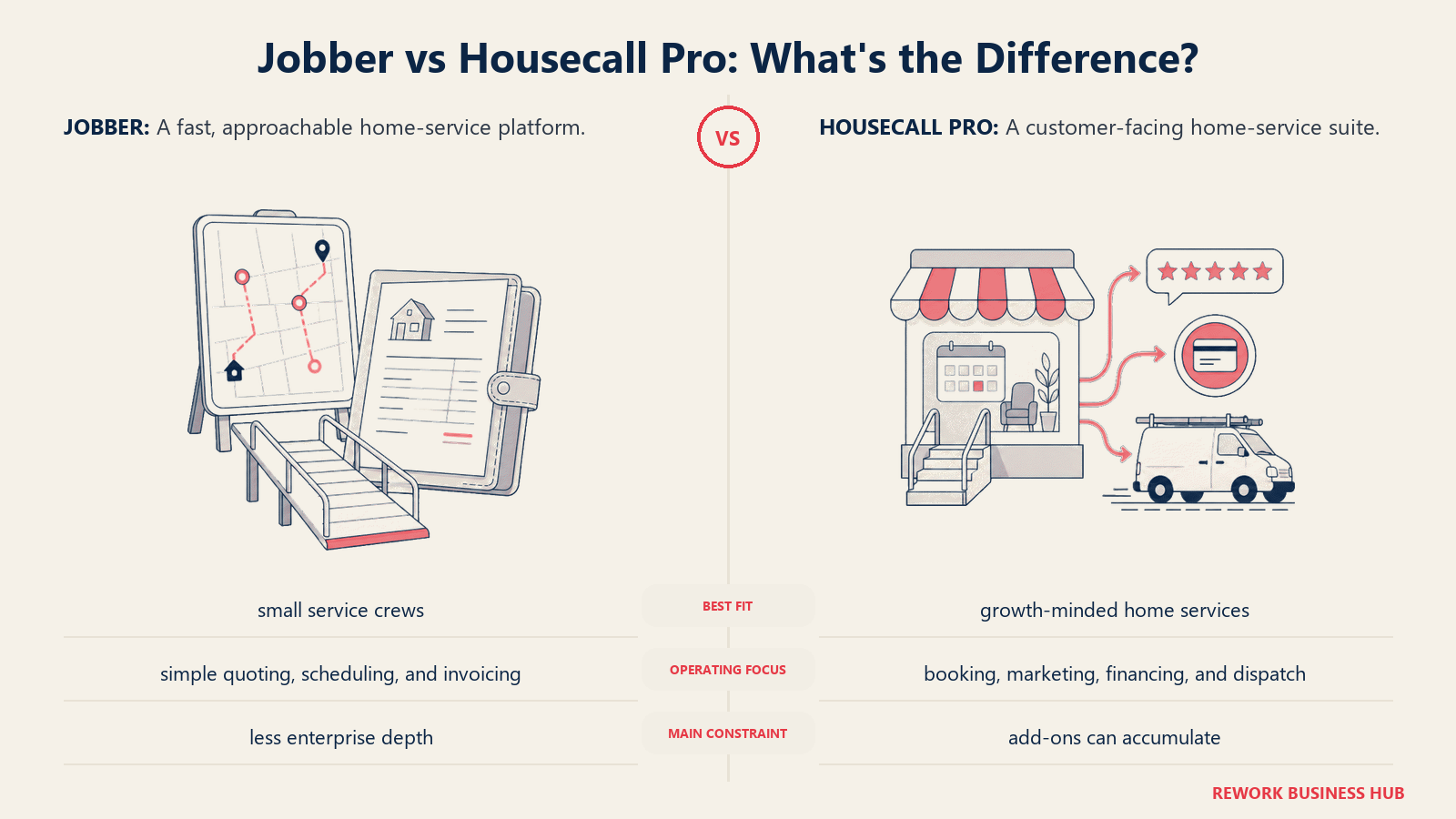 Jobber and Housecall Pro compared through matched operating metaphors for audience fit