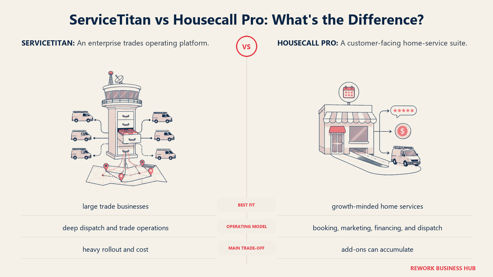 ServiceTitan and Housecall Pro compared through matched operating metaphors for integrations