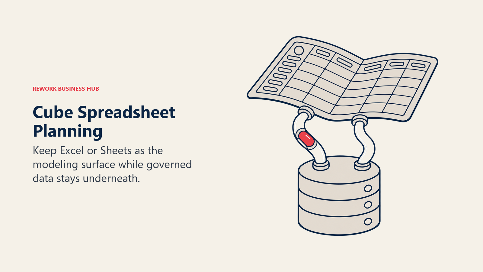 Spreadsheet surface joined to a governed data reservoir illustrating Cube data synchronization