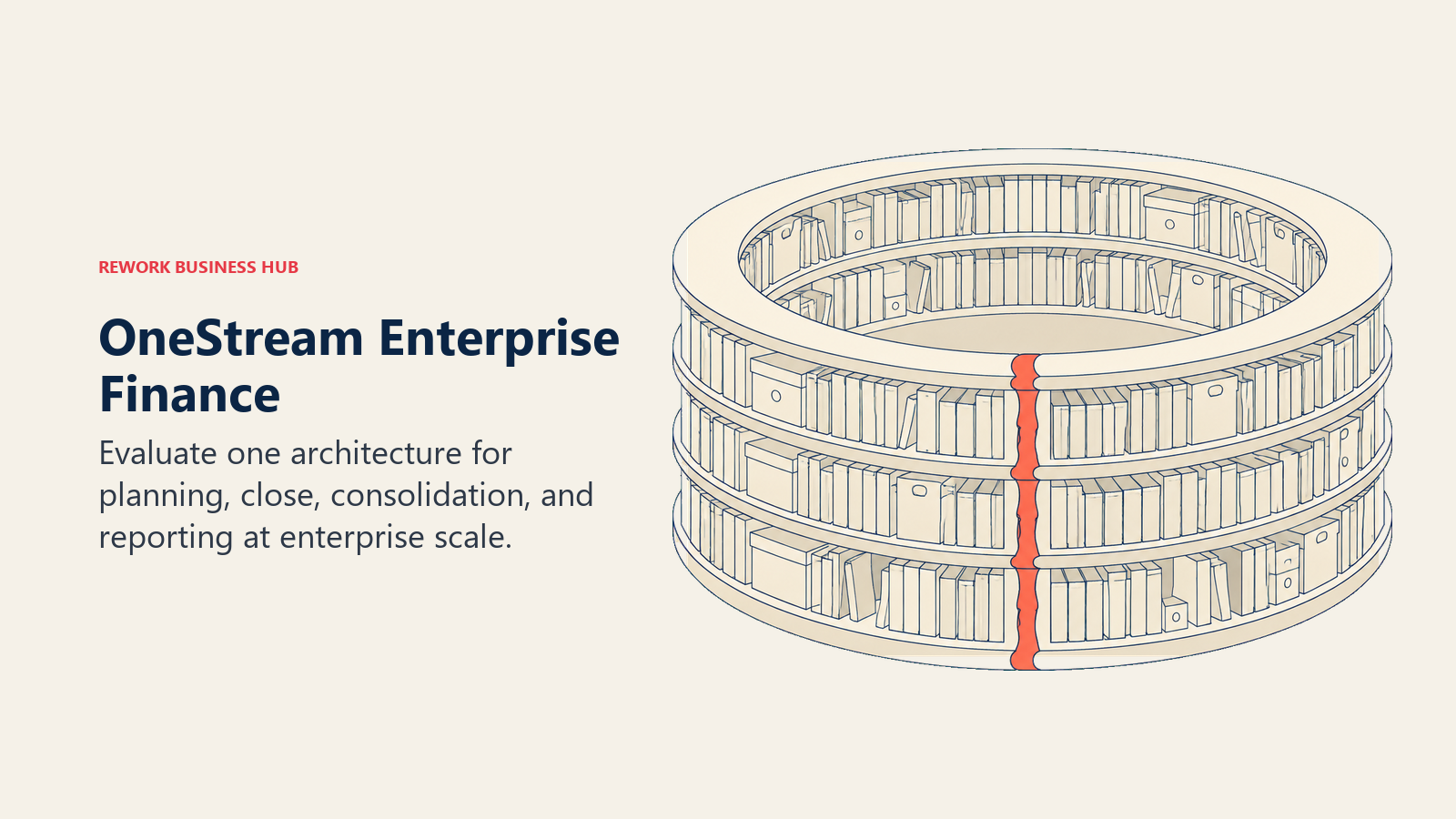 OneStream Enterprise Finance: ledger shelves joined into one enterprise finance architecture