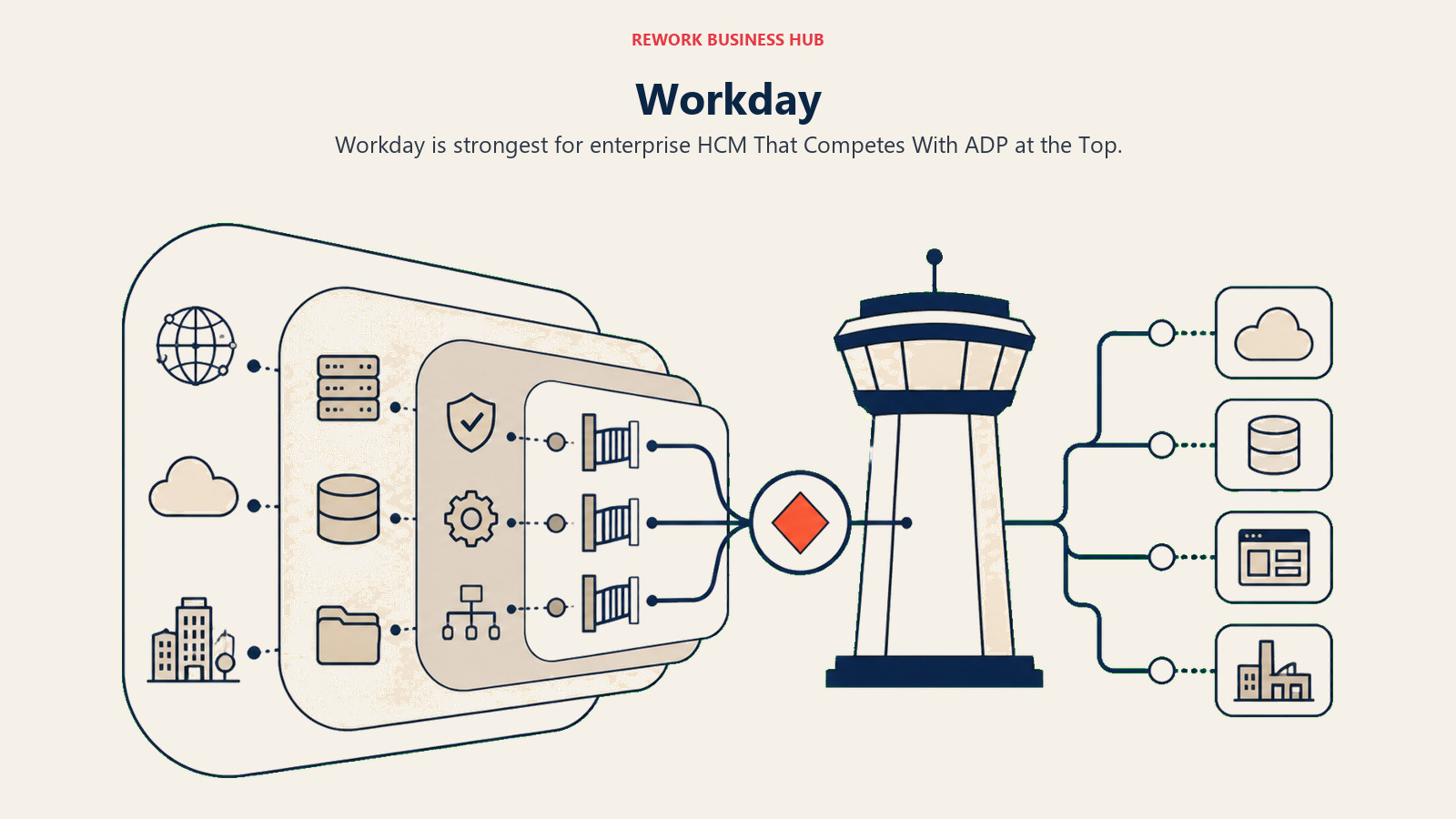 Workday: Enterprise HCM That Competes With ADP at the Top illustrated with control tower