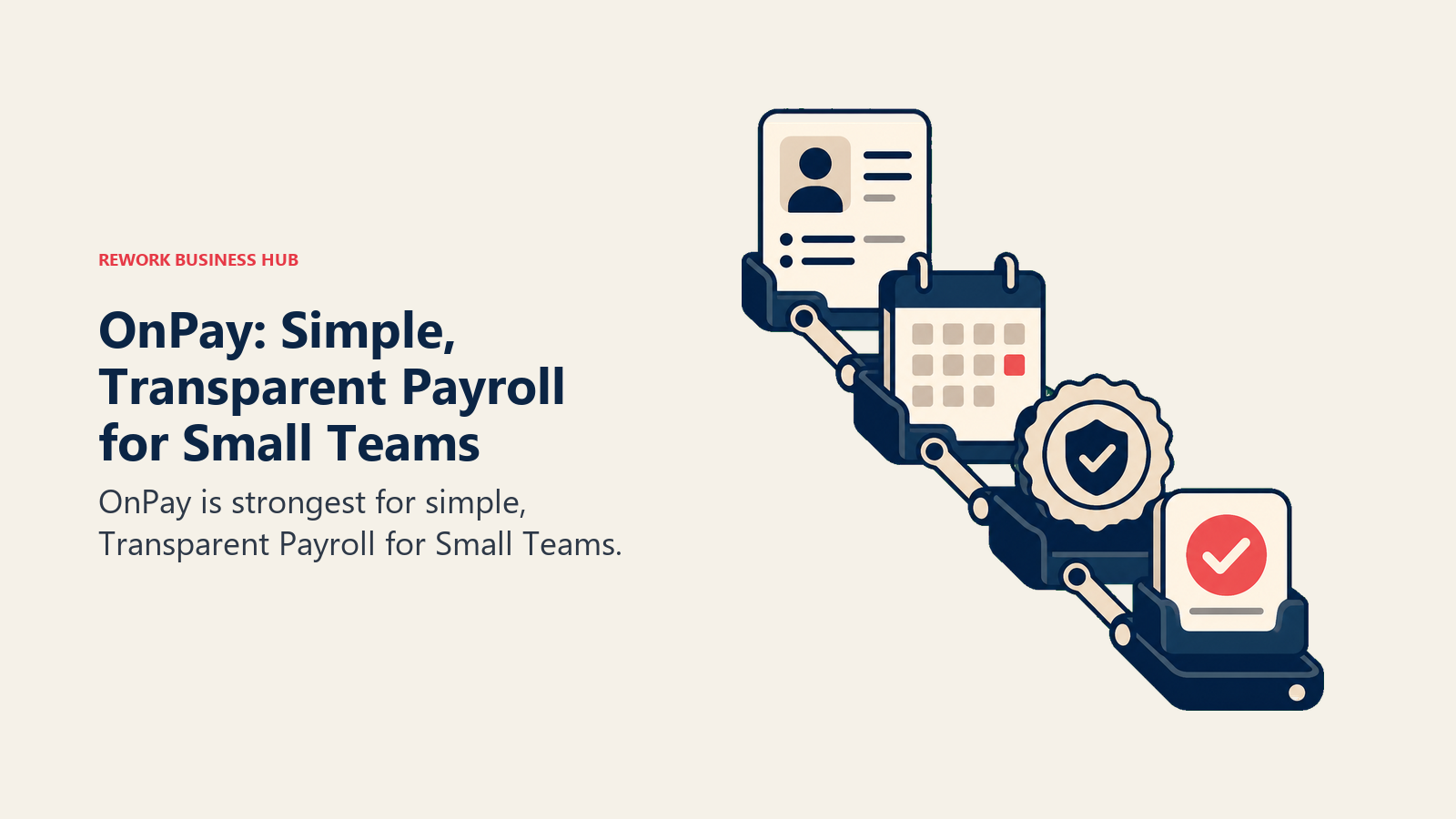 OnPay: Simple, Transparent Payroll for Small Teams illustrated with payroll mechanism