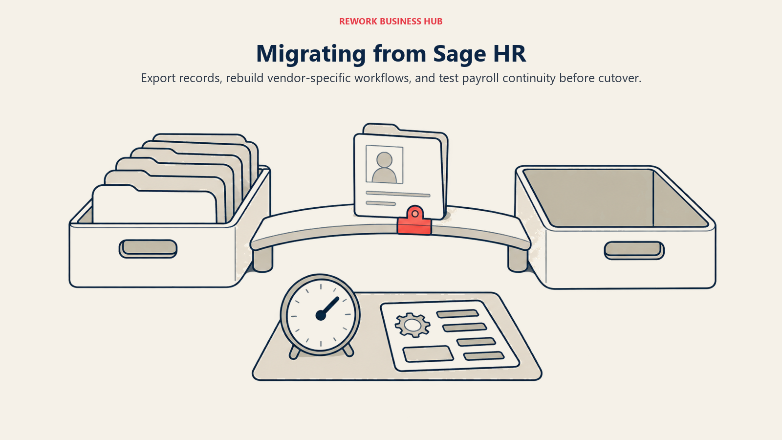 Employee records transferring while custom HR settings remain on a rebuild workbench