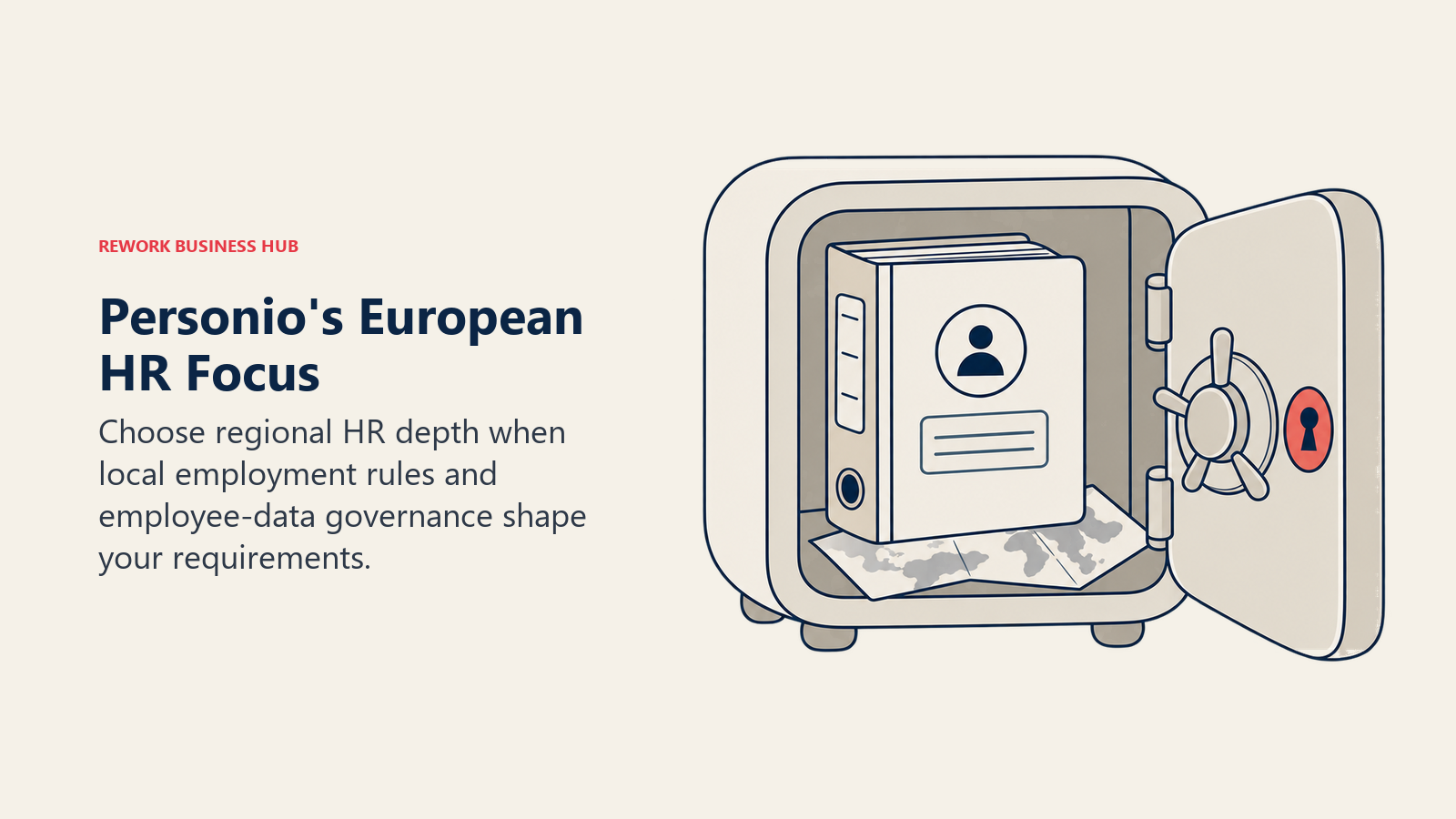 Protected employee records and a regional map representing Personio's European HR focus