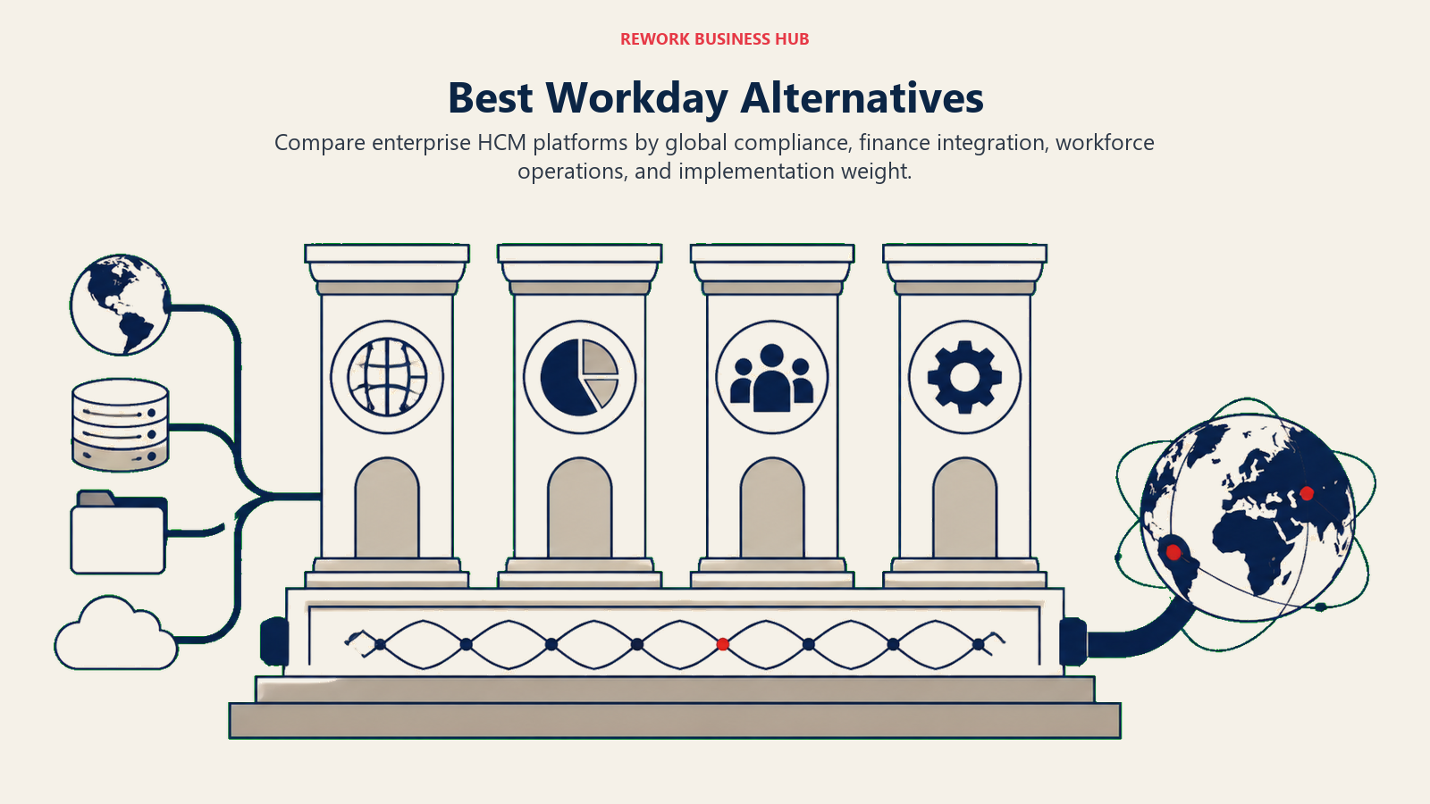 Best Workday Alternatives illustrated with enterprise foundation