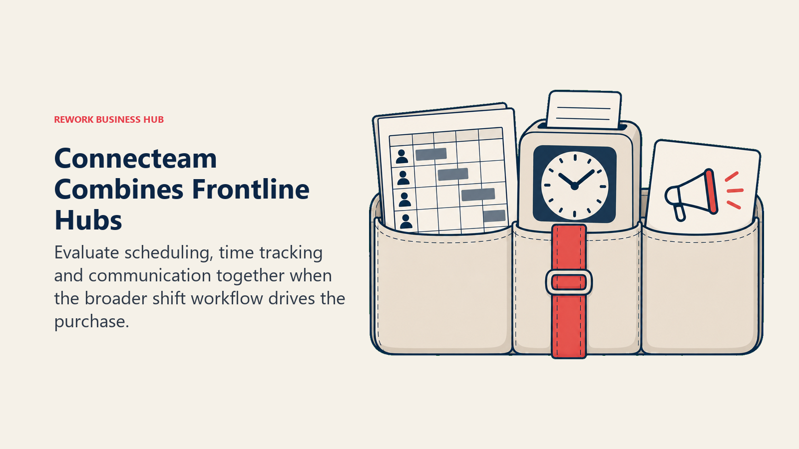 A pocket organizer combines a shift roster, time clock and announcement for frontline operations.