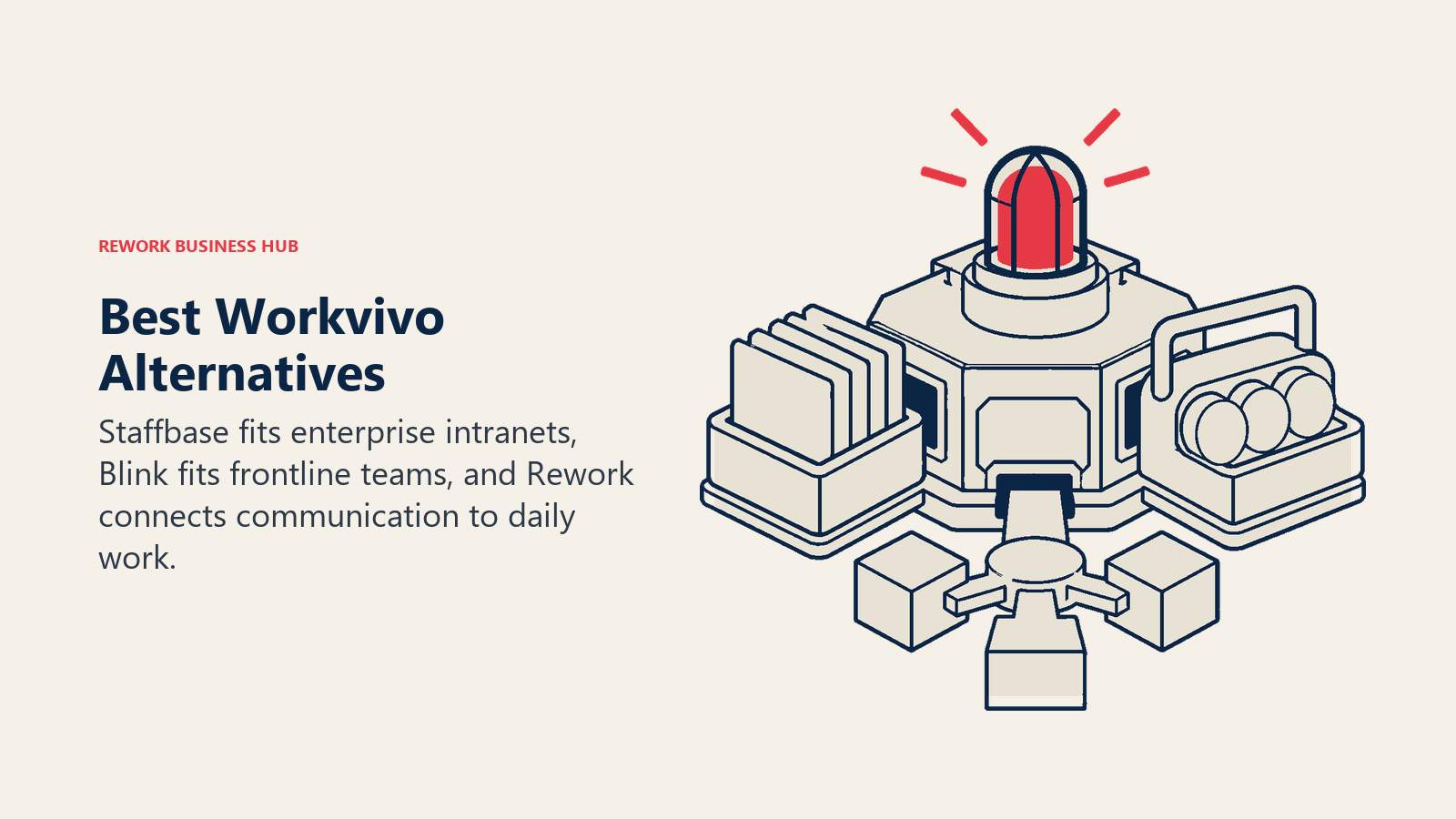 Best Workvivo alternatives illustrated as internal communication routed to an intranet, a frontline relay, and an operations hub