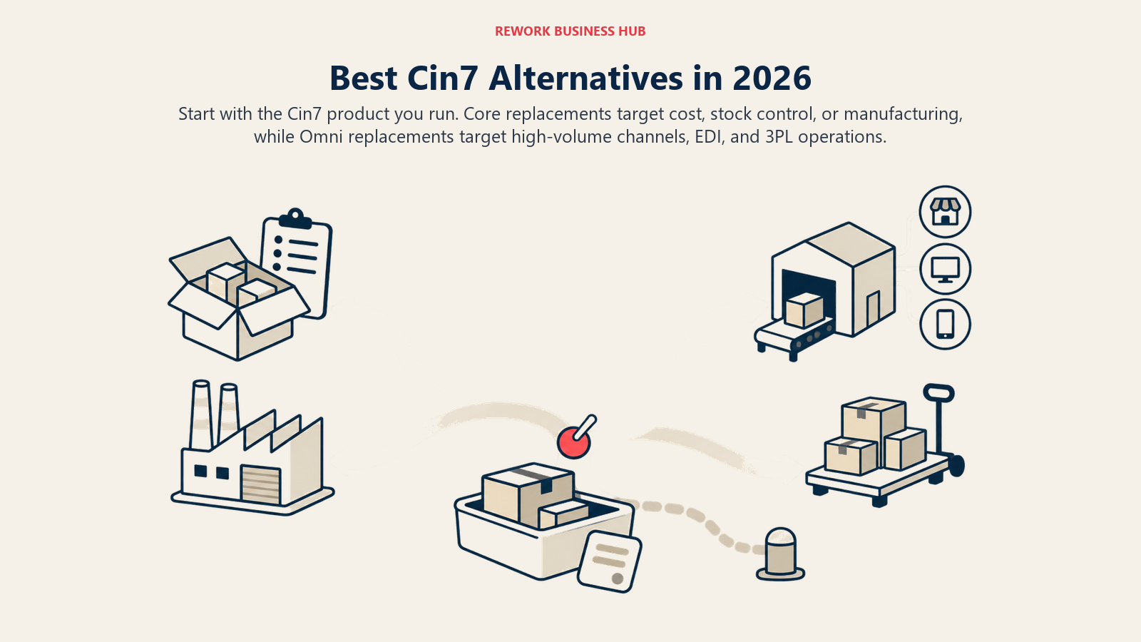 Migration interchange separating Cin7 Core replacements for inventory or production from Cin7 Omni replacements for high-volume retail operations