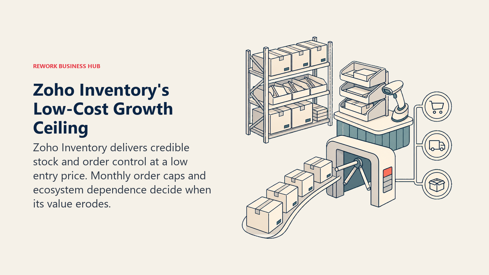 Affordable Zoho Inventory warehouse kit constrained by a monthly order-count gate and ecosystem lock-in