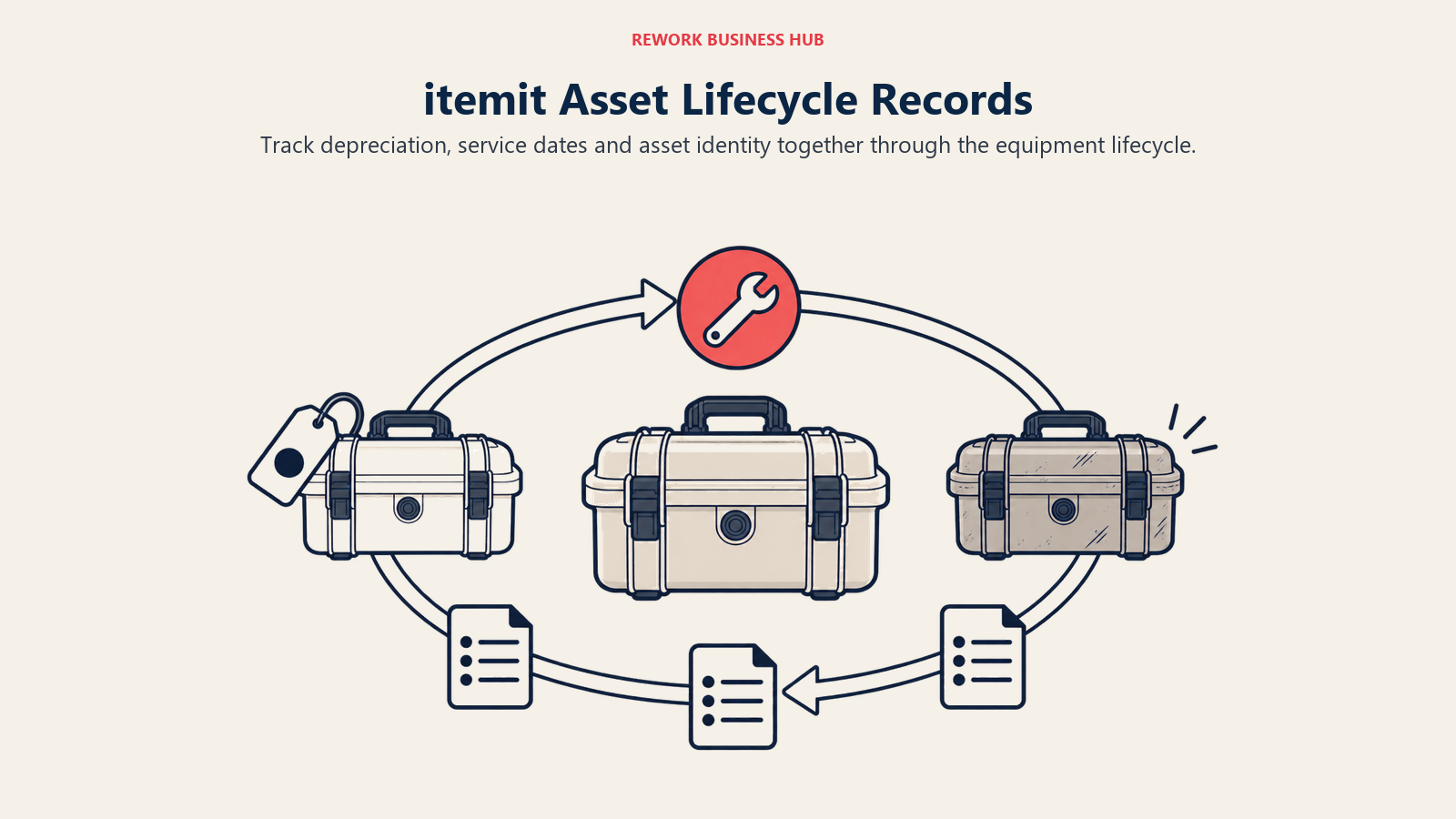 itemit Asset Lifecycle Records: Track depreciation, service dates and asset identity together through the equipment lifecycle.