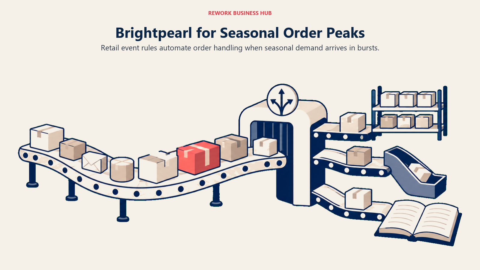 Brightpearl for Seasonal Order Peaks: Retail event rules automate order handling when seasonal demand arrives in bursts.