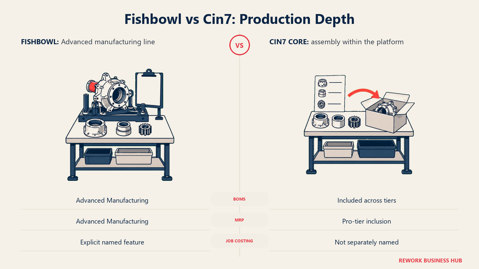 Fishbowl vs Cin7: Production Depth: Compare the exact product and tier that includes the manufacturing work you need.