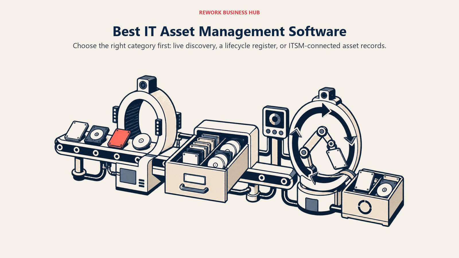 Best IT asset management software shown moving discovered hardware into a governed lifecycle register and service record